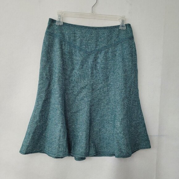 Ann Taylor Loft Skirt Women 4 Green Wool Silk Tweed Tulip Full Lined Mini Office - Picture 1 of 10